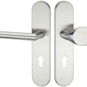 Hermat Sicherheitsgarnitur DIN-Norm PZ 72 mm Drücker/Knopf Schutzbeschlag Edelstahl HE10001