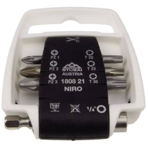Stubai Bit-Satz NIRO Edelstahl PZ / Torx mit Edelstahl-Magnethalter, Set 2