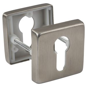 Gedotec PZ-Rosette Rosettenpaar Zylinder Rosette Edelstahl matt eckig STEEL