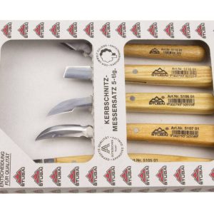 Stubai Kerbschnitzmessersatz 5 teilig mit Holzgriff