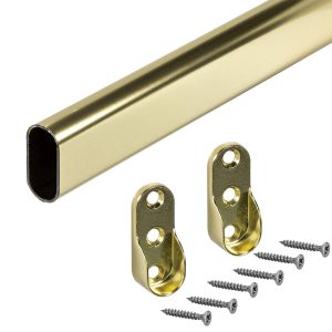 Gedotec Schrankrohr GOLDI aus Stahl Messing oval 30 x 15 mm, 600 mm