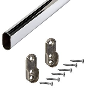 Gedotec Schrankrohr ECO aus Stahl verchromt oval 30 x 15 mm, 2000 mm