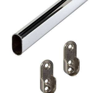 Gedotec Schrankrohr ECO aus Stahl verchromt oval 30 x 15 mm, 2500 mm (ohne Schrauben)