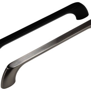 Gedotec Möbelgriff BRUNT Bogengriff Bohrabstand 160 mm Schrankgriff schwarz oder Edelstahl Optik, edelstahlfarben