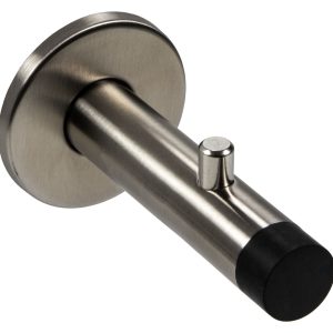 Häfele Startec Türstopper Wand-Türpuffer SMOVI mit Garderoben-Haken, Edelstahl – matt gebürstet