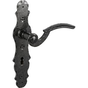 Lienbacher Türdrücker-Garnitur BERN aus Schmiedeeisen Ö-Norm 90 mm, BB – Buntbart
