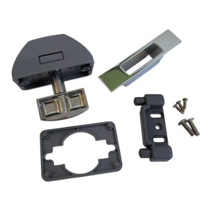 Siso Möbelschloss LONG LATCH mit Druckknopfverriegelung, rechteckig Holzstärke 12 – 16 mm Chrom poliert