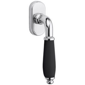 Fimet Fenstergriff MARINA 108 aus Messing & Porzellan, Chrom poliert – Porzellan schwarz