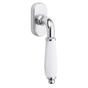Fimet Fenstergriff MARINA 108 aus Messing & Porzellan, Chrom poliert – Porzellan weiß