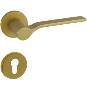 Fimet Drückergarnitur ONDA 1230-208 aus Metall, PZ – Profilzylinder – Messing satiniert
