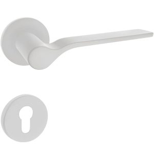 Fimet Drückergarnitur ONDA 1230-208 aus Metall, PZ – Profilzylinder – Weiß matt (RAL 9016)