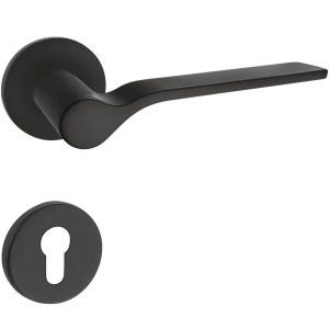 Fimet Drückergarnitur ONDA 1230-208 aus Metall, PZ – Profilzylinder – Schwarz matt (RAL 9005)