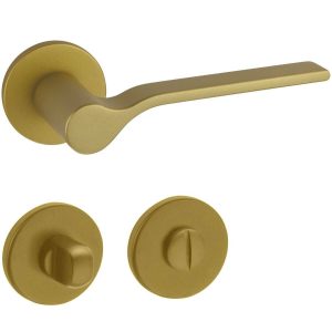 Fimet Drückergarnitur ONDA 1230-208 aus Metall, WC – Badezimmer – Messing satiniert