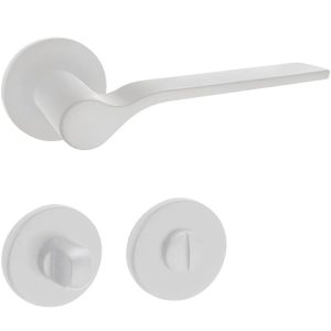 Fimet Drückergarnitur ONDA 1230-208 aus Metall, WC – Badezimmer – Weiß matt (RAL 9016)