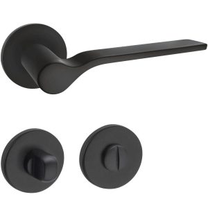 Fimet Drückergarnitur ONDA 1230-208 aus Metall, WC – Badezimmer – Schwarz matt (RAL 9005)