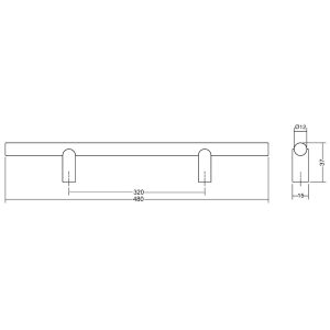 Viefe Möbelgriff KUMO aus Aluminium, BA 320 mm – Edelstahl-Optik