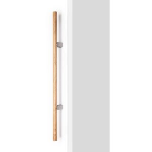 Viefe Stoßgriff KUMO WOOD BIG aus Holz & Aluminium, Eichenholz + Edelstahl-Optik – 640 mm – Einseitig (1 Stück)