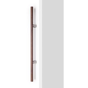 Viefe Stoßgriff KUMO WOOD BIG aus Holz & Aluminium, Nussbaum + Edelstahl-Optik – 640 mm – Beidseitig (1 Paar)