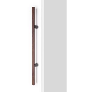 Viefe Stoßgriff KUMO WOOD BIG aus Holz & Aluminium, Nussbaum + Titan schwarz – 640 mm – Einseitig (1 Stück)