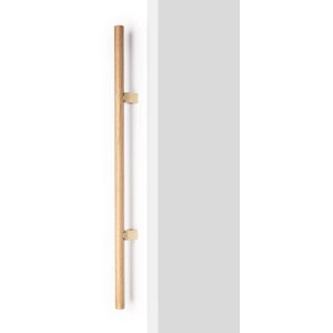 Viefe Stoßgriff KUMO WOOD BIG aus Holz & Aluminium, Eichenholz + Gold gebürstet – 320 mm – Einseitig (1 Stück)