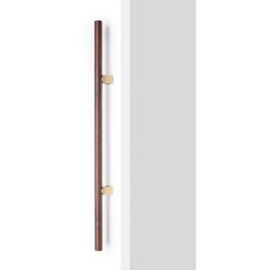 Viefe Stoßgriff KUMO WOOD BIG aus Holz & Aluminium, Nussbaum + Gold gebürstet – 640 mm – Beidseitig (1 Paar)