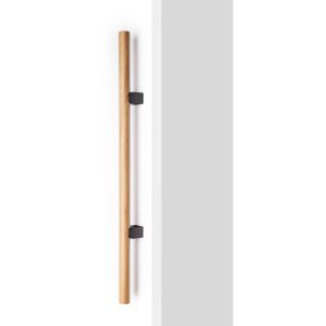 Viefe Stoßgriff KUMO WOOD BIG ONE aus Holz & Aluminium, Eichenholz + Titan schwarz – 448 mm – Einseitig (1 Stück)