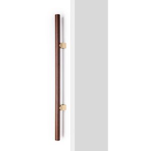Viefe Möbelgriff KUMO WOOD BIG ONE aus Holz & Aluminium, BA 448 mm – Nussbaum + Gold gebürstet