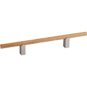 Viefe Möbelgriff KUMO WOOD aus Holz & Aluminium, BA 128 mm – Eichenholz + Edelstahl-Optik