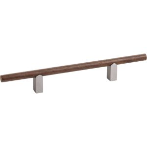 Viefe Möbelgriff KUMO WOOD aus Holz & Aluminium, BA 128 mm – Nussbaum + Edelstahl-Optik