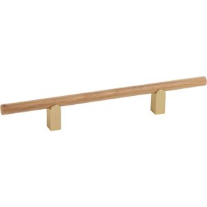 Viefe Möbelgriff KUMO WOOD aus Holz & Aluminium, BA 128 mm – Eichenholz + Gold gebürstet