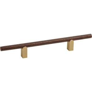 Viefe Möbelgriff KUMO WOOD aus Holz & Aluminium, BA 128 mm – Nussbaum + Gold gebürstet