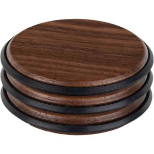 Viefe Bodentürpuffer PULSE aus Holz, Ø 66 x 27 mm Nussbaum