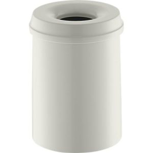 Abfallsammler, für den Innen- & Außenbereich, Volumen 15 l, selbstlöschender Deckel, Ø 255 x H 300 mm, Metall, weiß/weiß