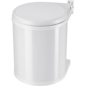 Abfallsammler Hailo Compact-Box M, 15 l, rund, Dreh-Kipp-Deckel, Stahlblech, weiß
