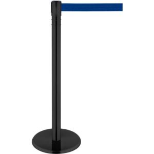 Absperrpfosten, Kopf um 360° drehbar, Gurt bis 2,3 m ausziehbar, Gurtkassette & Bremse, L 1000 mm, Metall, Gurt blau