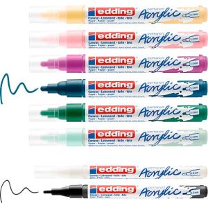 Acrylmarker edding, 8er Set, geeignet für viele Oberflächen, Rundspitze, diverse Farben