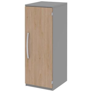 Aktenschrank BARI, 3 OH, 2 Böden, Türanschlag rechts, B 427 x T 430 x H 1117 mm, Eiche-Dekor/mittelgrau