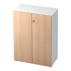 Aktenschrank TOPAS LINE, 3 Ordnerhöhen, Türen abschließbar, weiß/Eiche-Dekor