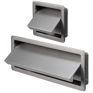 Viefe Muschelgriff RASO aus Metall mit Klappe rechteckig, BA 32 – 108 mm, Edelstahl-Optik – 152,5 mm