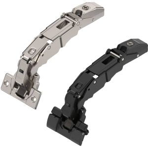 Blum Weitwinkelscharnier 0-Einsprung Clip Top Eckanschlag 155°, Mit Feder – vernickelt – Inserta (werkzeuglos)