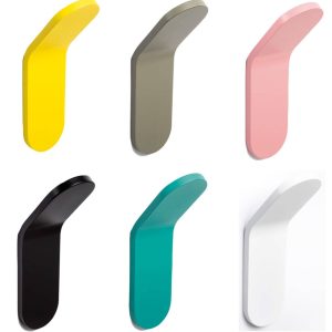 Viefe Garderobenhaken TIK aus Aluminium zum Kleben, 40 x 125 x 47 mm – Moos-Grau