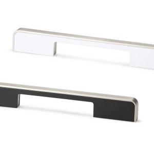 Viefe Möbelgriff BLOK aus Aluminium, BA 160 mm, Edelstahl-Optik – Weiß