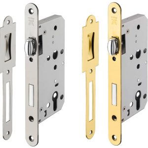 Häfele Pendeltürschloss aus Edelstahl PZ 55 mm DIN-Norm, Edelstahl matt gebürstet