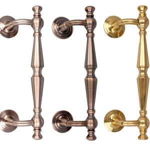 Gedotec Stoßgriff NAPOLEON aus Messing, gekröpft, Chrom Matt – 250 mm