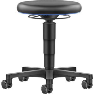Allround Hocker Bimos, höhenverstellbar, Doppelrollen, Kunstleder, Farbring blau
