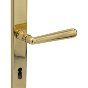 Fimet Langschildgarnitur ALT WIEN aus Messing Ö-Norm, BB – Buntbart (Ö-Norm 90 mm)