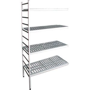 Aluminium-Steckregal, Anbaufeld, mit 4 Kunststoff-Rost-Fachböden, H 1950 x B 800 x T 500 mm