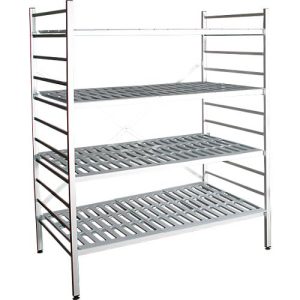 Aluminium-Steckregal, Grundfeld, mit 4 Kunststoff-Rost-Fachböden, H 1800 x B 1200 x T 600 mm