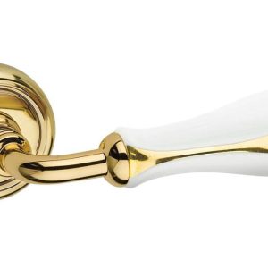 Fimet Türdrücker ANASTASIA 198-266 aus Messing & Porzellan, BB – Buntbart – Messing poliert