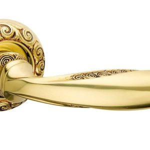 Fimet Drückergarnitur ANNA 177-250F aus Messing, PZ – Profilzylinder – Französisches Gold antik